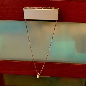 Tiffany’s Elsa Peretti Open Heart Lariat silver necklace with pearl 9-9.5mm 19”